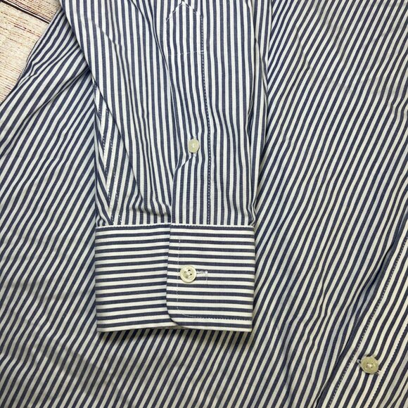 Men's Ralph Lauren Blue White Striped Button Down Shirt XL Long Sleeve Casual - Picture 11 of 15